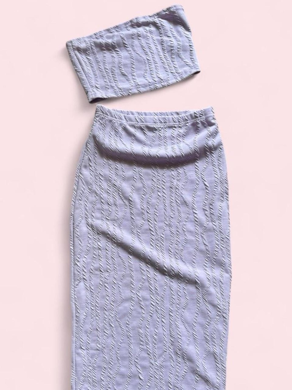 SHEIN Lilac Ribbed Bandeau Top & Skirt